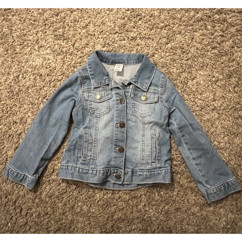 Carters Girls Denim Jean Jacket Size 4 Blue Stretch Medium Wash Classic